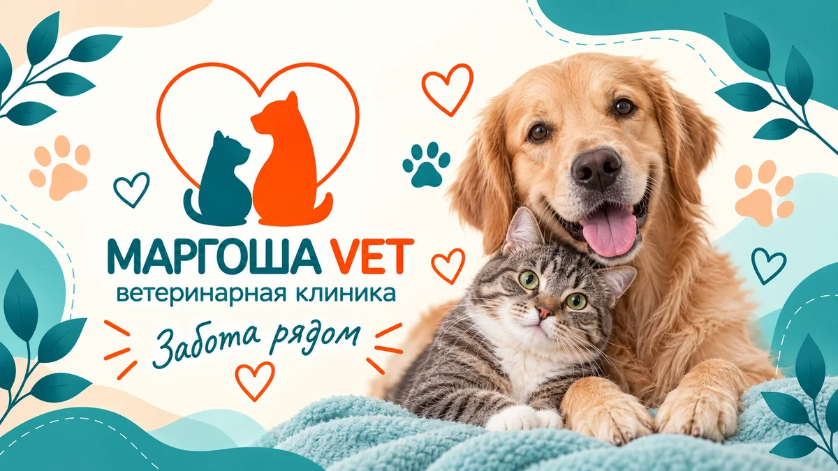 Фирменная графика «Маргоша Вет» с собакой и котом